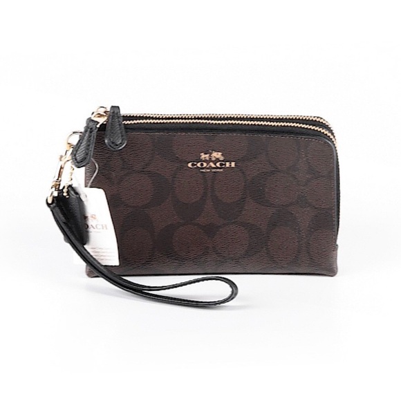 Coach Handbags - Coach Signature Double Corner Zip Wristlet